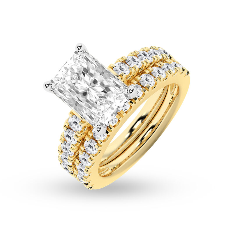 Radiant-Cut Lab Grown 5ctw. Diamond Classic Engagement Ring Set in 14k Yellow Gold image number null